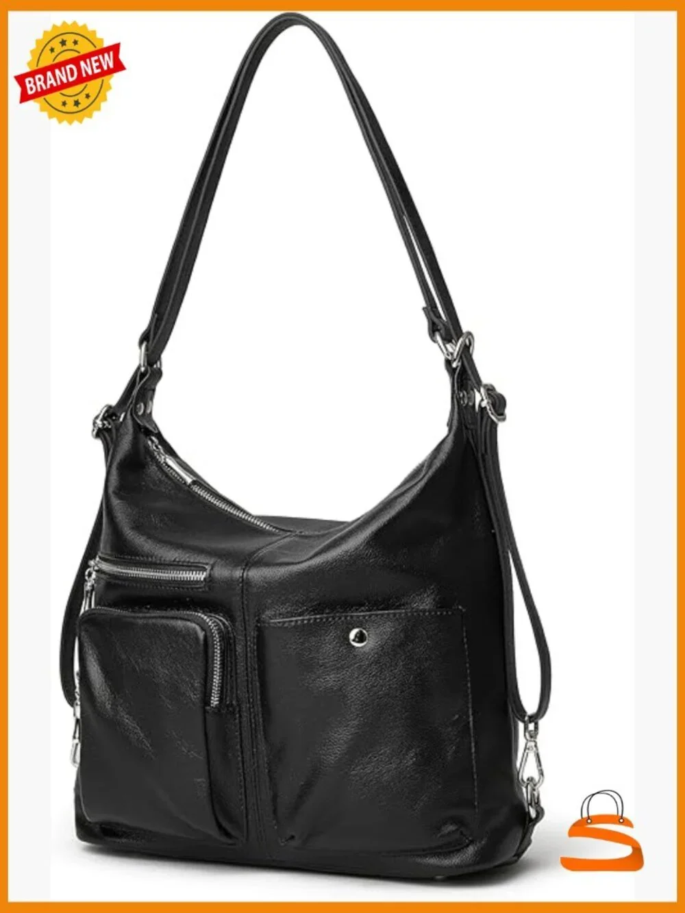 Large Suede Hobo Convertible Backpack with Straps, Multi-Pockets